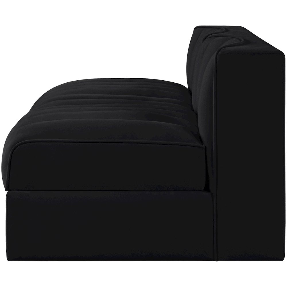 Rummi Black Velvet Performance Fabric Upholstered 2pc. Modular Loveseat