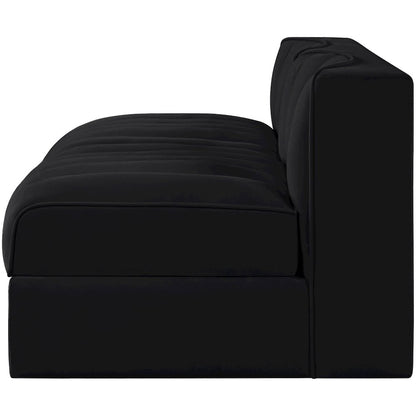 Rummi Black Velvet Performance Fabric Upholstered 2pc. Modular Loveseat