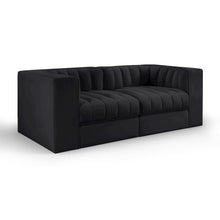 Rummi Black Velvet Performance Fabric Upholstered 2pc. Modular Loveseat
