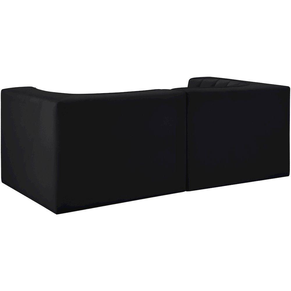 Rummi Black Velvet Performance Fabric Upholstered 2pc. Modular Loveseat