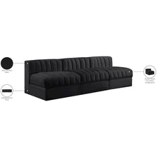 Rummi Black Velvet Performance Fabric Upholstered 3pc. Modular Sofa