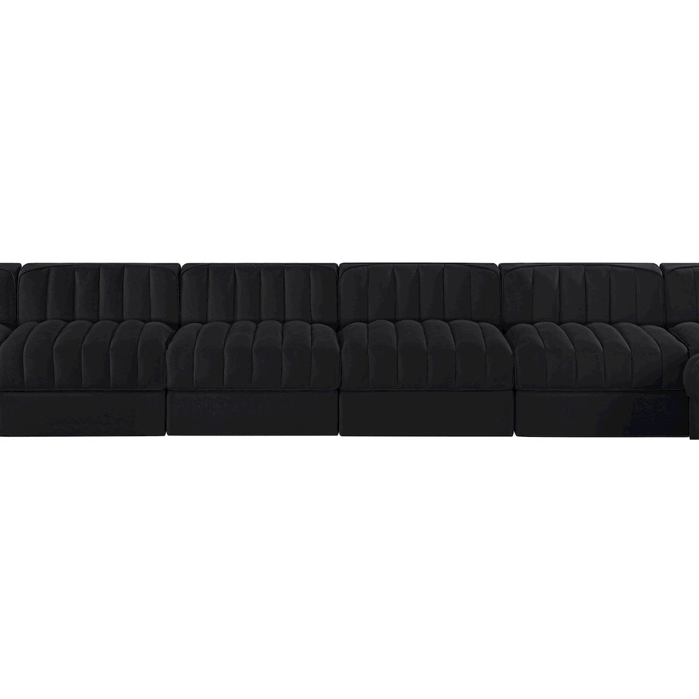 Rummi Black Velvet Performance Fabric Upholstered 10pc. Modular Sectional