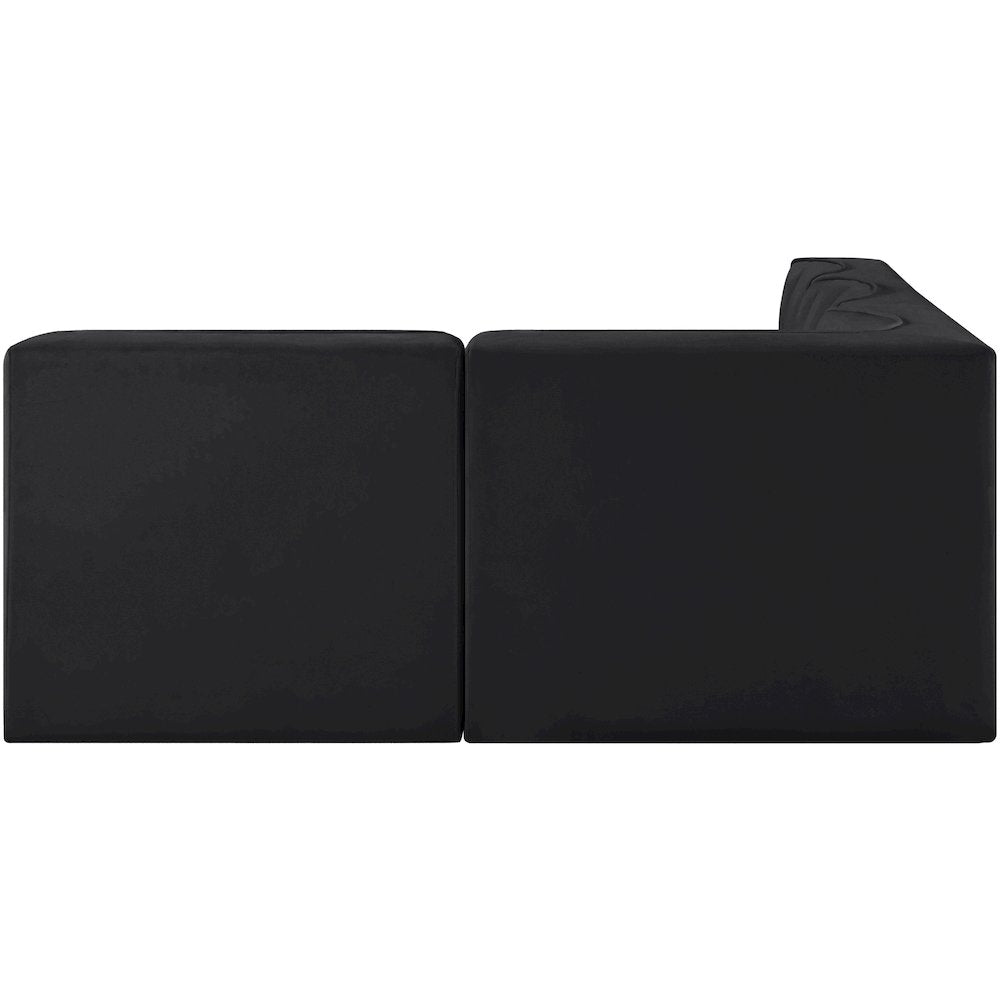 Rummi Black Velvet Performance Fabric Upholstered 4pc. Modular Sectional