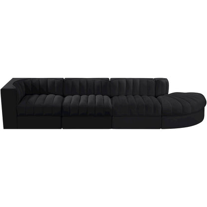 Rummi Black Velvet Performance Fabric Upholstered 4pc. Modular Sectional