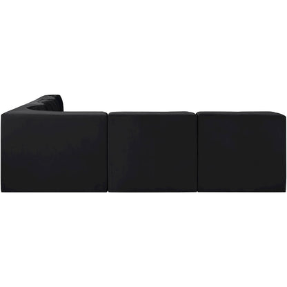 Rummi Black Velvet Performance Fabric Upholstered 5pc. Modular Sectional
