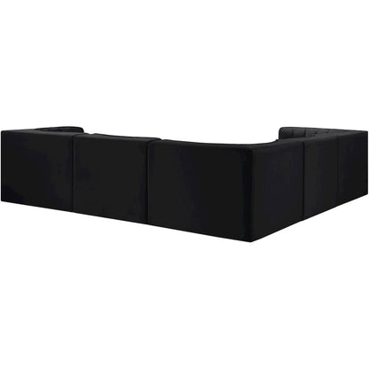Rummi Black Velvet Performance Fabric Upholstered 5pc. Modular Sectional