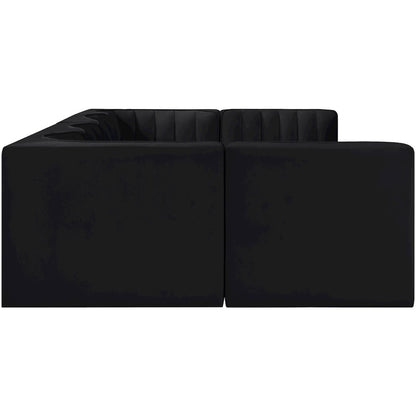 Rummi Black Velvet Performance Fabric Upholstered 6pc. Modular Sectional