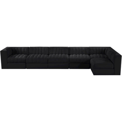 Rummi Black Velvet Performance Fabric Upholstered 6pc. Modular Sectional