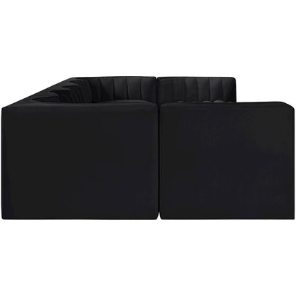 Rummi Black Velvet Performance Fabric Upholstered 7pc. Modular Sectional