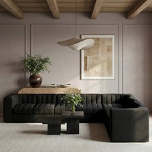 Rummi Black Velvet Performance Fabric Upholstered 7pc. Modular Sectional