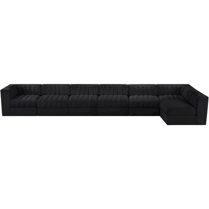 Rummi Black Velvet Performance Fabric Upholstered 7pc. Modular Sectional