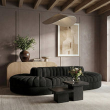 Rummi Black Velvet Performance Fabric Upholstered 8pc. Modular Sectional
