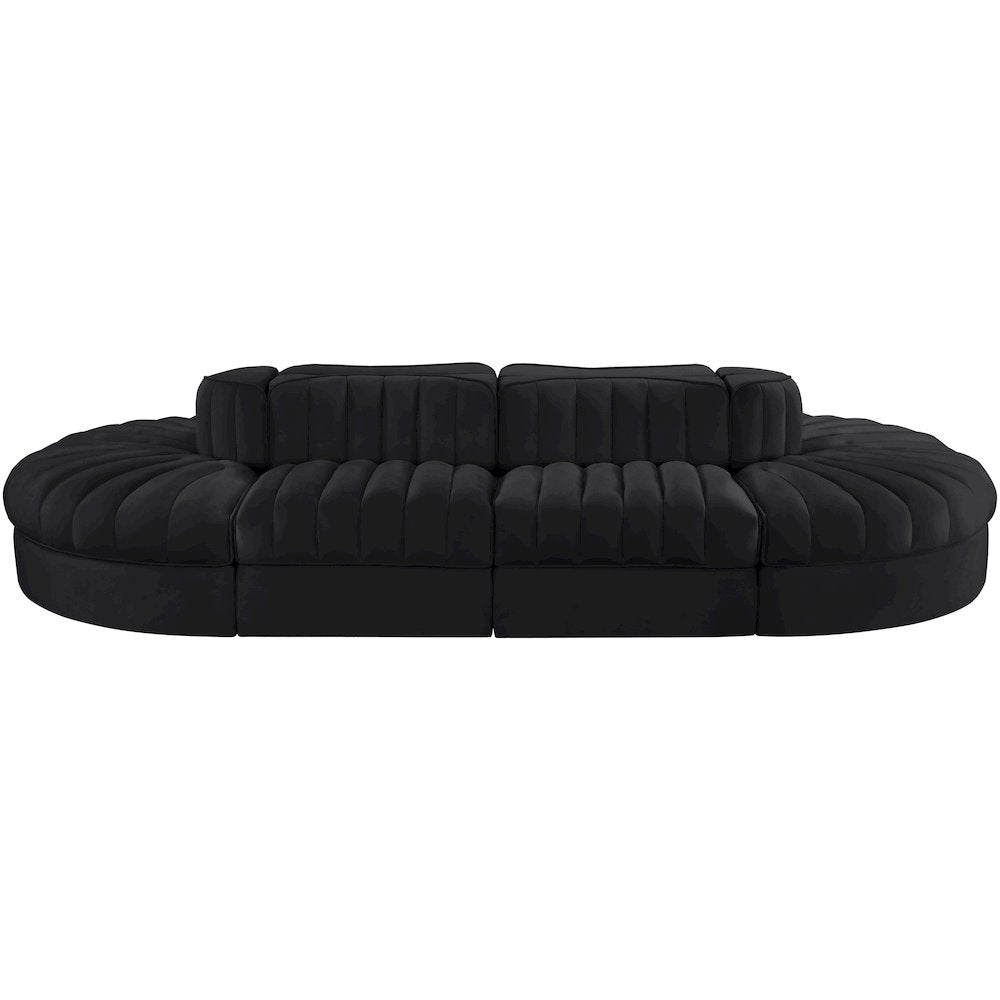Rummi Black Velvet Performance Fabric Upholstered 8pc. Modular Sectional