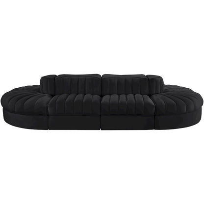 Rummi Black Velvet Performance Fabric Upholstered 8pc. Modular Sectional