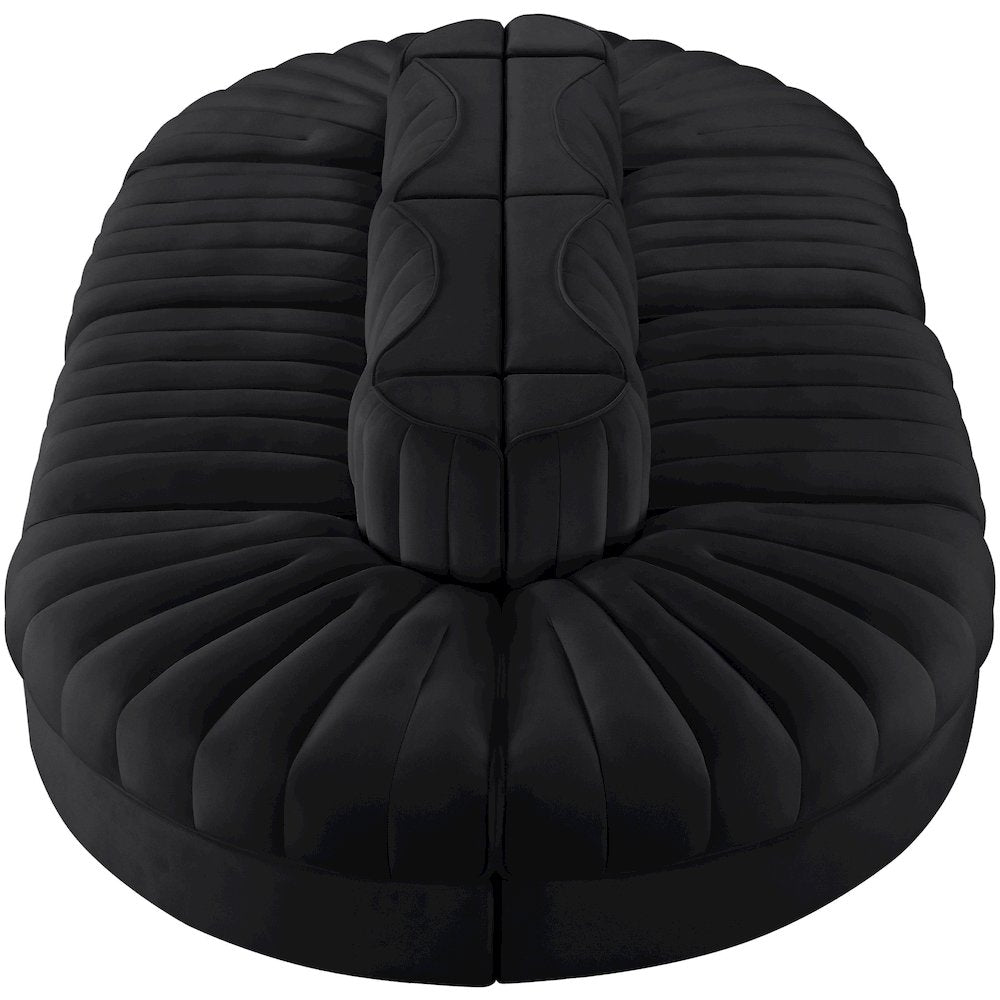 Rummi Black Velvet Performance Fabric Upholstered 8pc. Modular Sectional