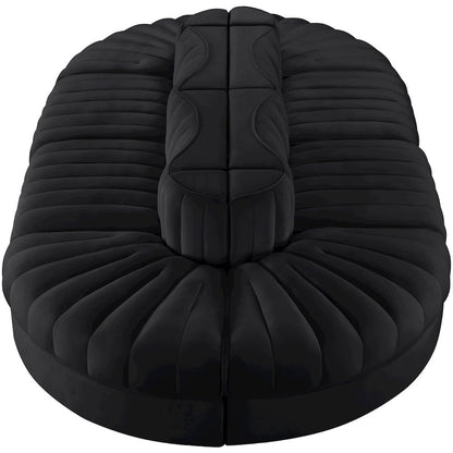 Rummi Black Velvet Performance Fabric Upholstered 8pc. Modular Sectional