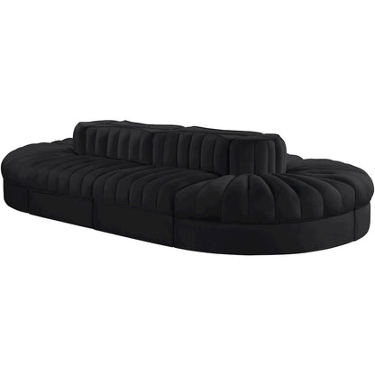 Rummi Black Velvet Performance Fabric Upholstered 8pc. Modular Sectional