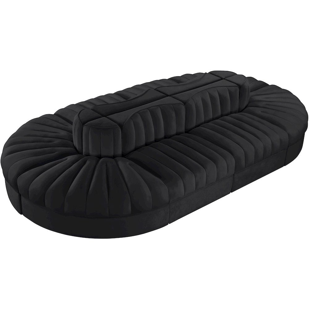Rummi Black Velvet Performance Fabric Upholstered 8pc. Modular Sectional