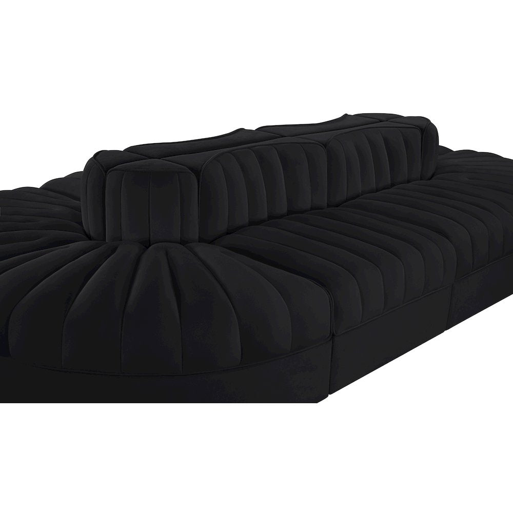 Rummi Black Velvet Performance Fabric Upholstered 8pc. Modular Sectional