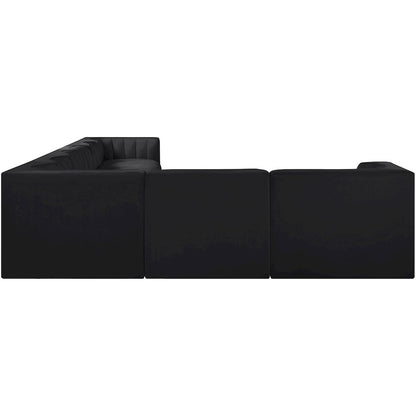 Rummi Black Velvet Performance Fabric Upholstered 8pc. Modular Sectional
