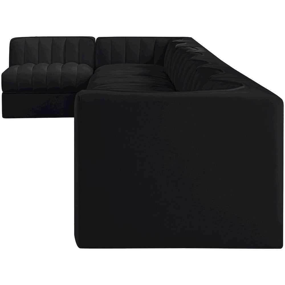 Rummi Black Velvet Performance Fabric Upholstered 8pc. Modular Sectional