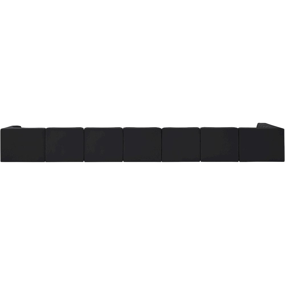 Rummi Black Velvet Performance Fabric Upholstered 8pc. Modular Sectional