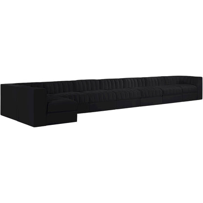 Rummi Black Velvet Performance Fabric Upholstered 8pc. Modular Sectional