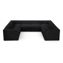 Rummi Black Velvet Performance Fabric Upholstered 8pc.Modular Sectional