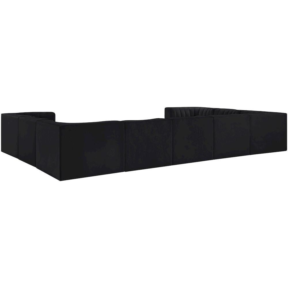 Rummi Black Velvet Performance Fabric Upholstered 9pc. Modular Sectional