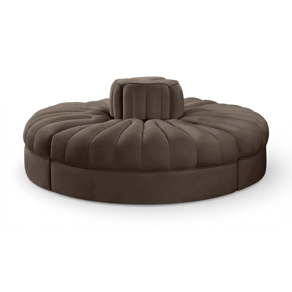 Rummi Brown Velvet Performance Fabric Upholstered 4pc. Modular Sofa