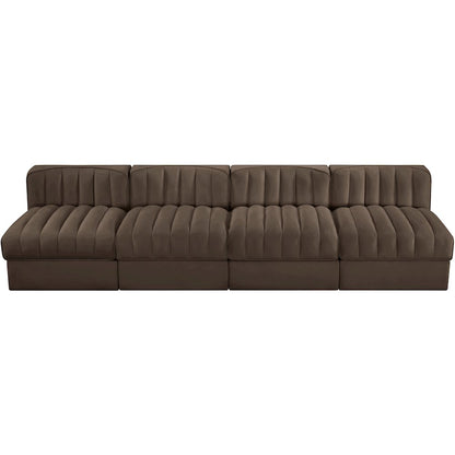 Rummi Brown Velvet Performance Fabric Upholstered 4pc. Modular Sofa