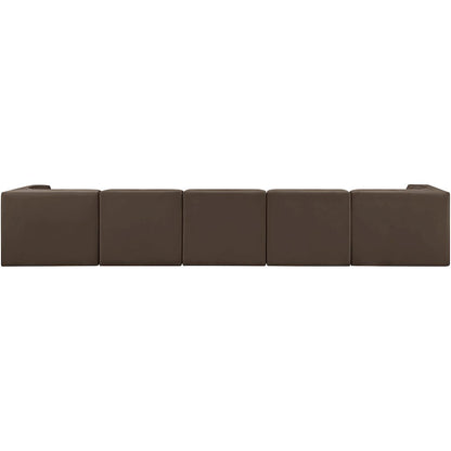 Rummi Brown Velvet Performance Fabric Upholstered 5pc. Modular Sofa
