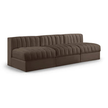 Rummi Brown Velvet Performance Fabric Upholstered 3pc. Modular Sofa