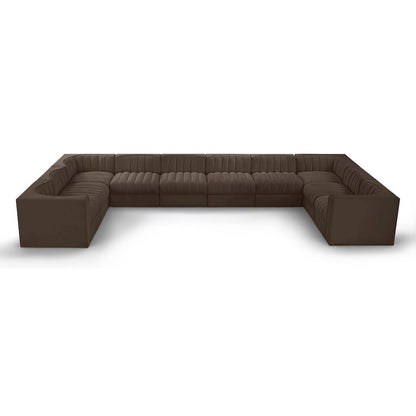 Rummi Brown Velvet Performance Fabric Upholstered 10pc. Modular Sectional