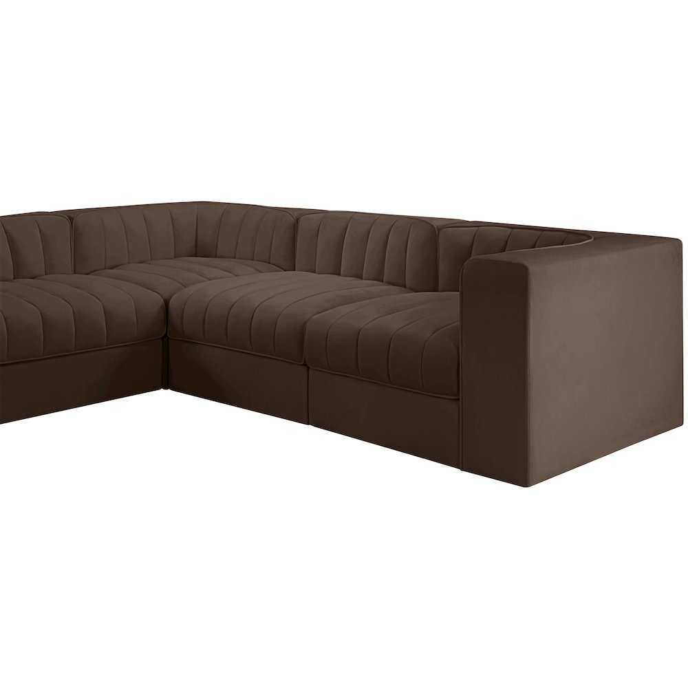Rummi Brown Velvet Performance Fabric Upholstered 10pc. Modular Sectional