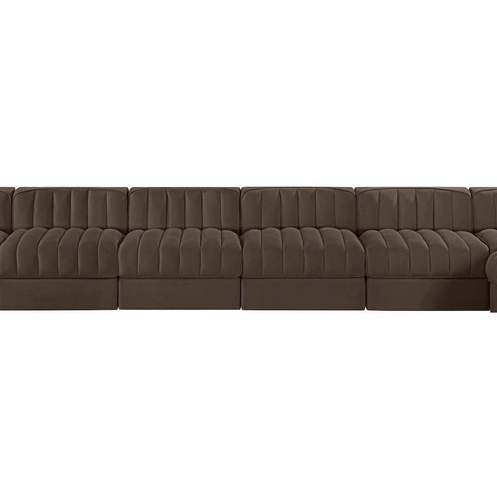 Rummi Brown Velvet Performance Fabric Upholstered 10pc. Modular Sectional