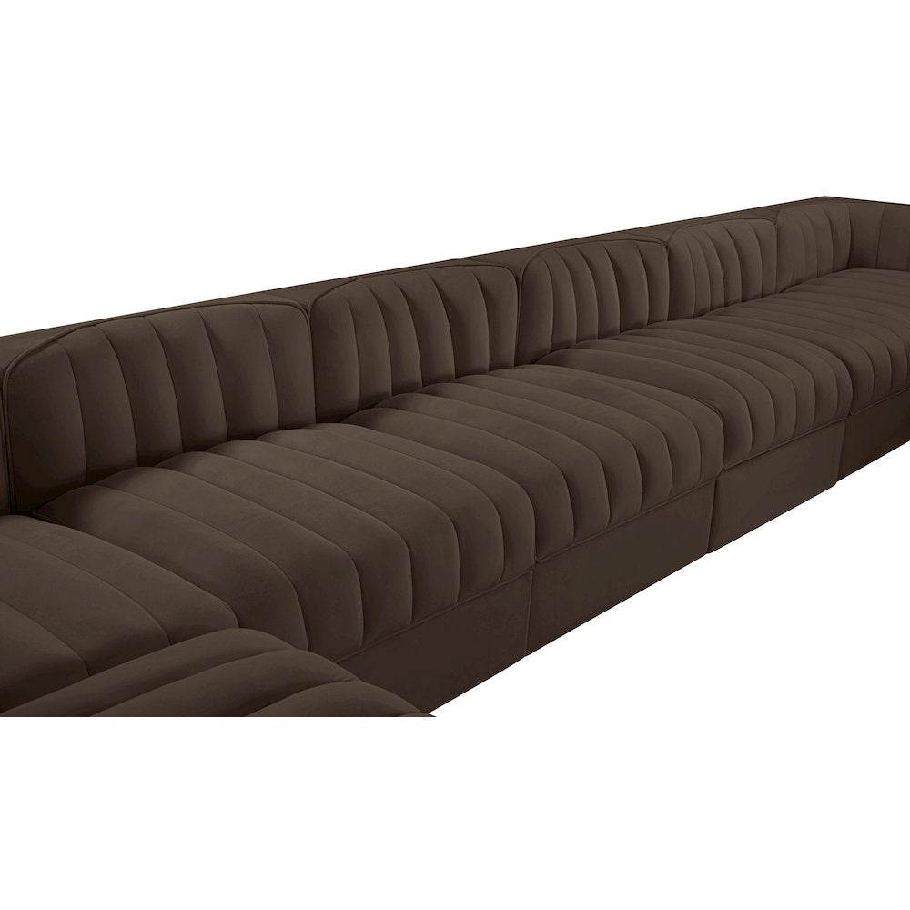 Rummi Brown Velvet Performance Fabric Upholstered 10pc. Modular Sectional