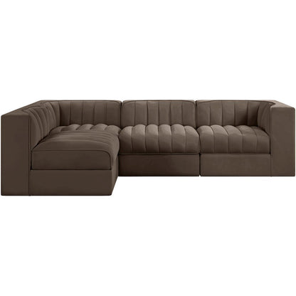 Rummi Brown Velvet Performance Fabric Upholstered 4pc. Modular Sectional