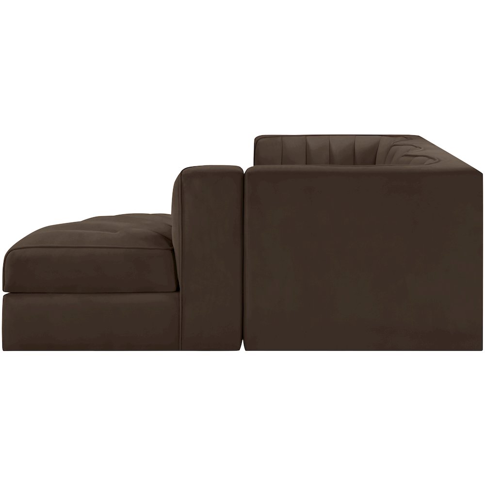 Rummi Brown Velvet Performance Fabric Upholstered 4pc. Modular Sectional