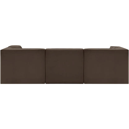 Rummi Brown Velvet Performance Fabric Upholstered 4pc. Modular Sectional