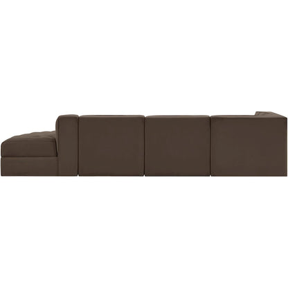 Rummi Brown Velvet Performance Fabric Upholstered 4pc. Modular Sectional
