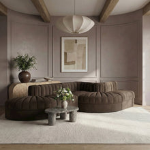 Rummi Brown Velvet Performance Fabric Upholstered 5pc. Modular Sectional
