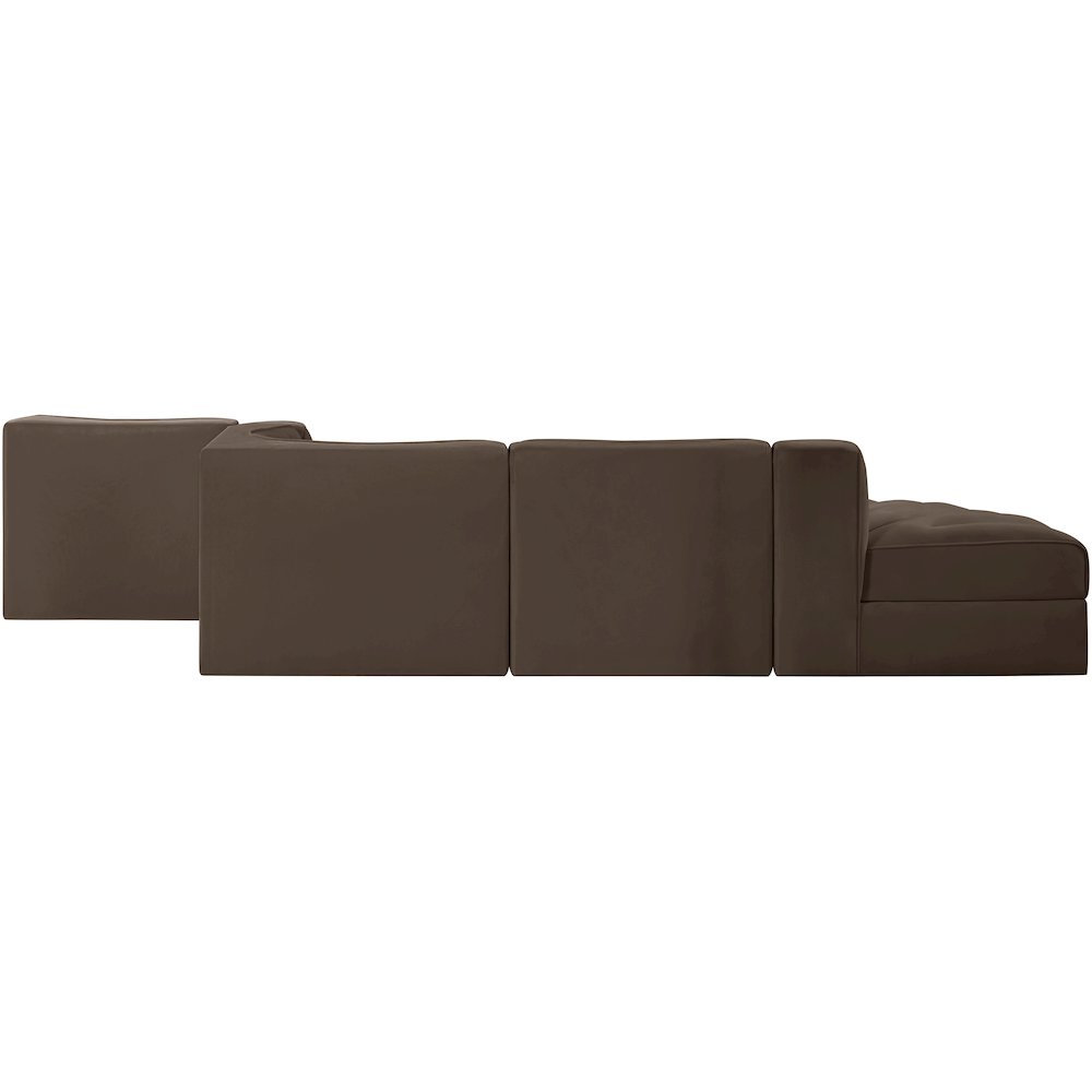 Rummi Brown Velvet Performance Fabric Upholstered 5pc. Modular Sectional