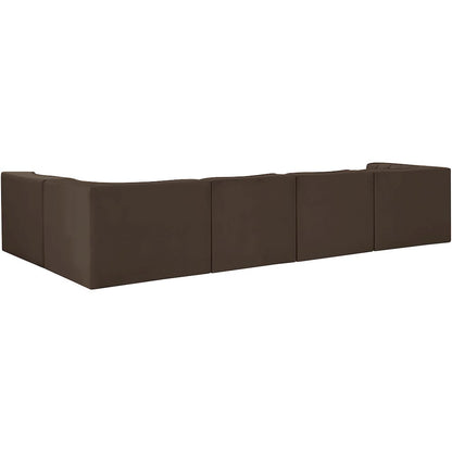 Rummi Brown Velvet Performance Fabric Upholstered 5pc. Modular Sectional