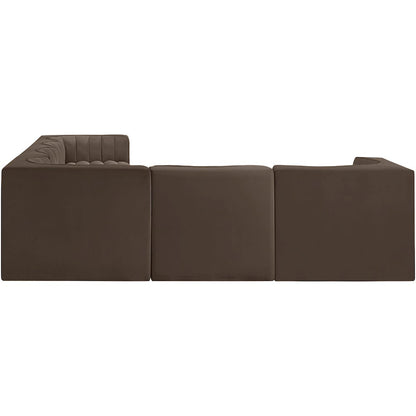 Rummi Brown Velvet Performance Fabric Upholstered 6pc. Modular Sectional