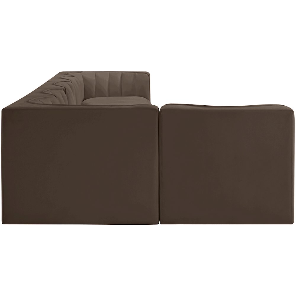 Rummi Brown Velvet Performance Fabric Upholstered 6pc. Modular Sectional