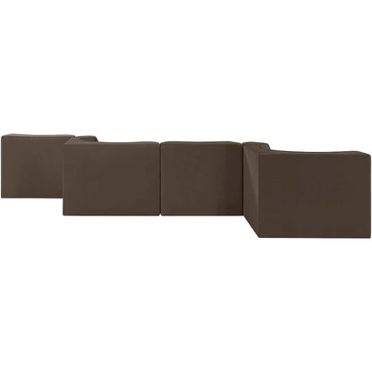 Rummi Brown Velvet Performance Fabric Upholstered 6pc. Modular Sectional