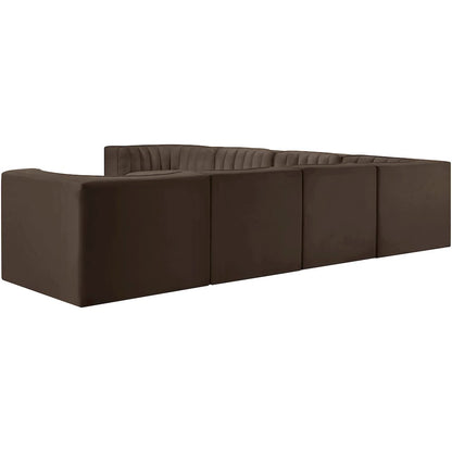 Rummi Brown Velvet Performance Fabric Upholstered 7pc. Modular Sectional