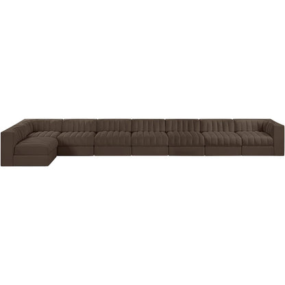 Rummi Brown Velvet Performance Fabric Upholstered 8pc. Modular Sectional