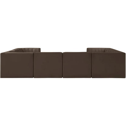 Rummi Brown Velvet Performance Fabric Upholstered 8pc.Modular Sectional